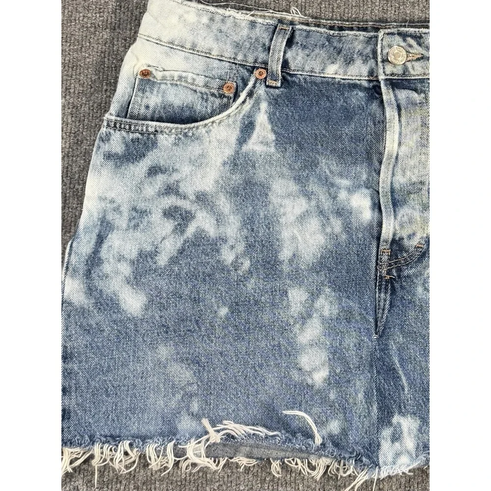 Top shop Dad Denim Distressed Acid Washed Skirt 14